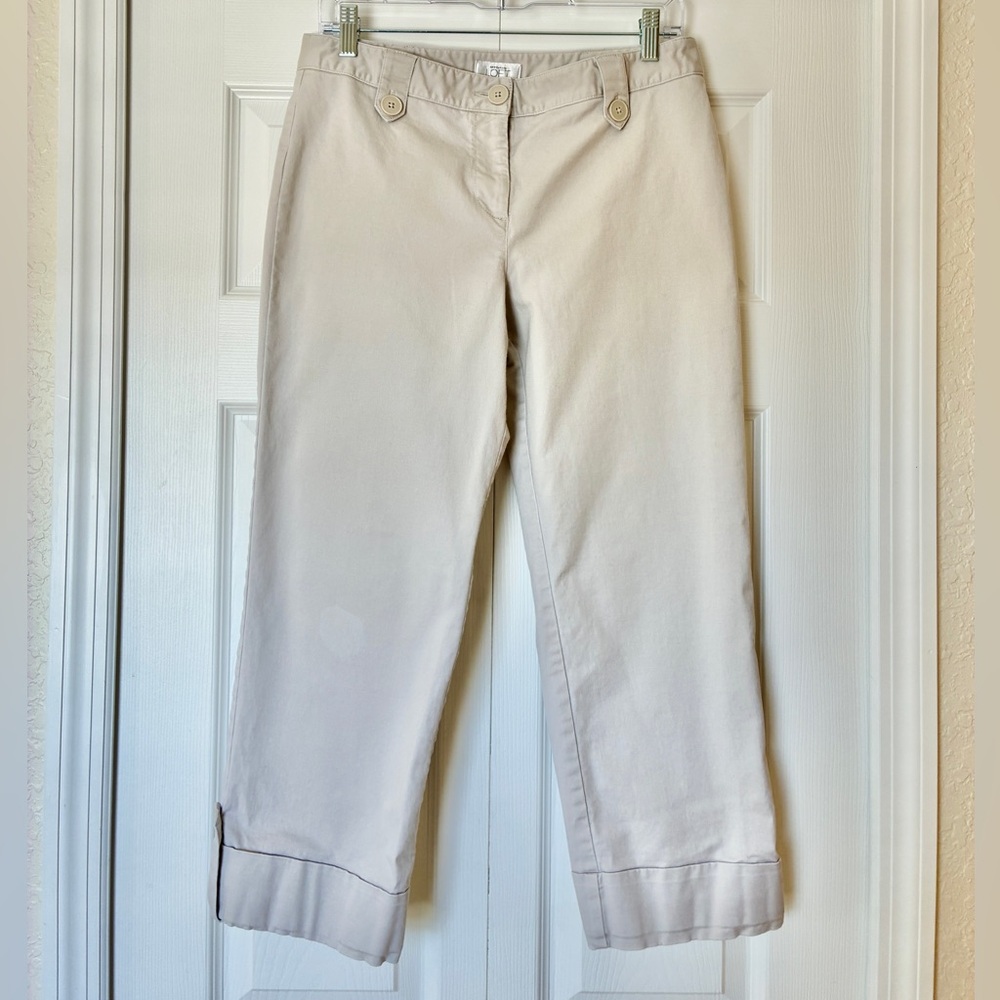 LOFT Capri Pants Size 10 Beige Cuffed Hem Cropped Pants Business Casual Summer